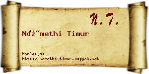 Némethi Timur névjegykártya